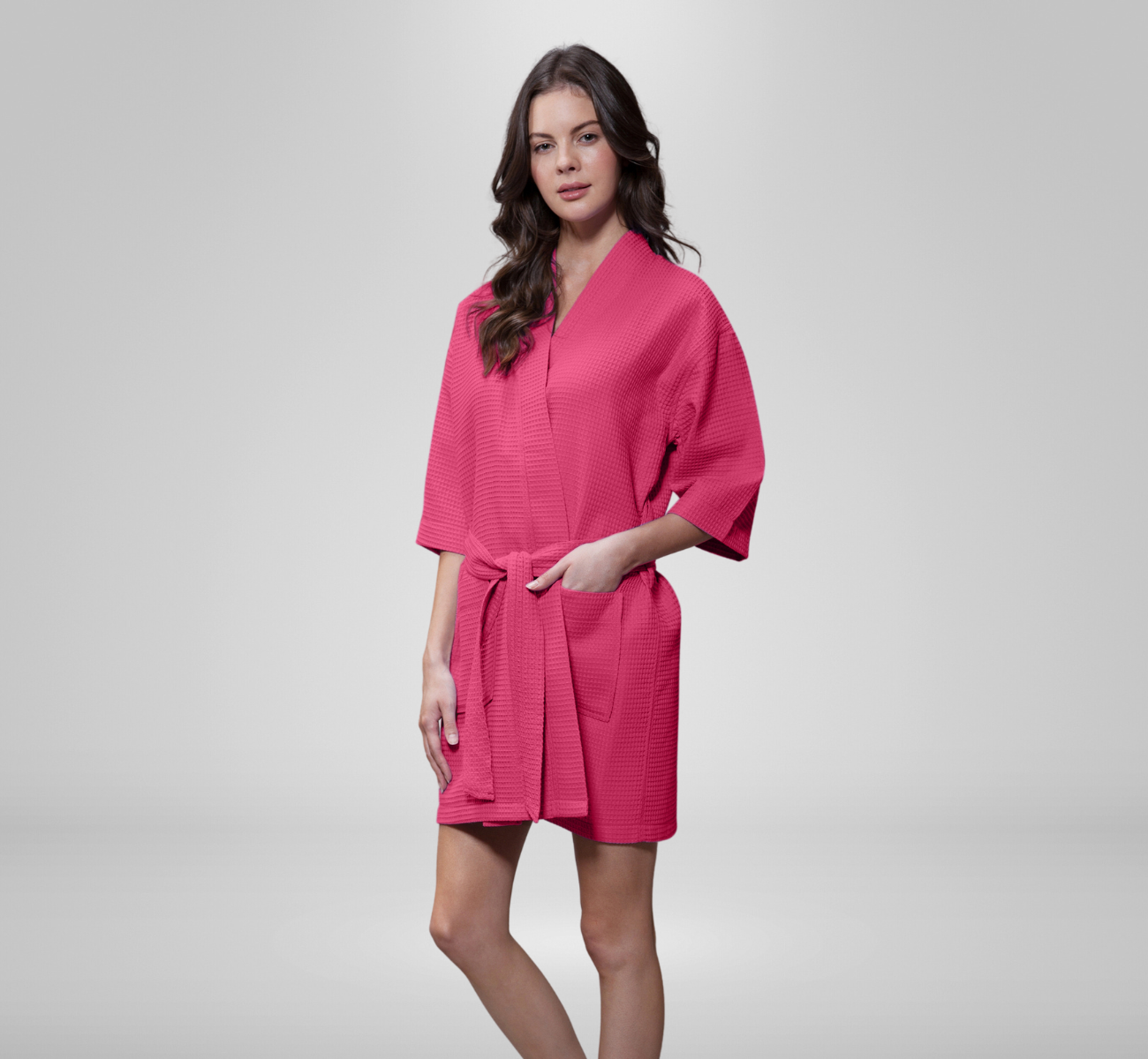 Coloured Waffle Weave Kimono Bathrobes