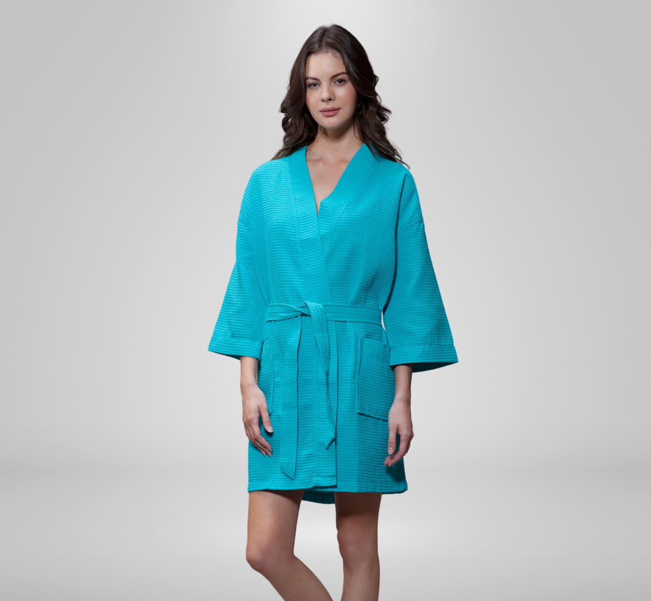 Coloured Waffle Weave Kimono Bathrobes