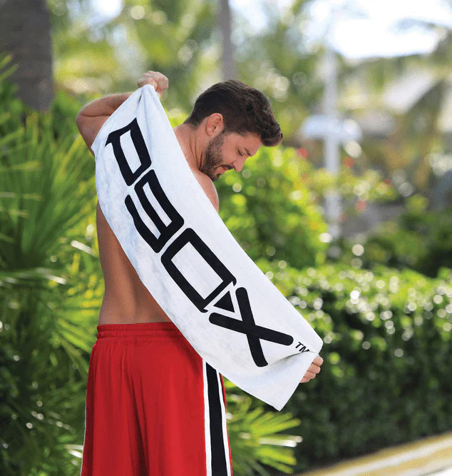 White Velour Fitness Towel 12x44